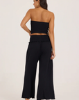 Rib Knit Smocked Wide Leg Pants