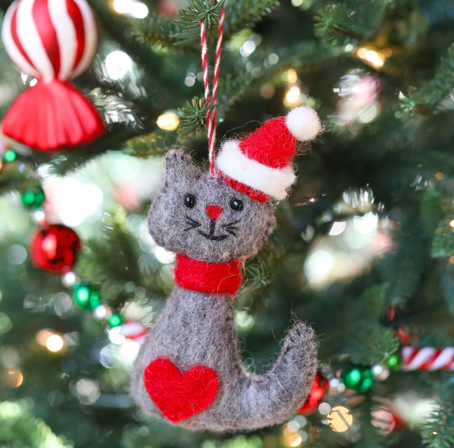 Cat Felt Christmas Ornament