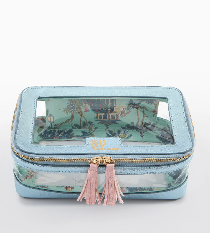 Metallic Light Blue Tile Storage Bag