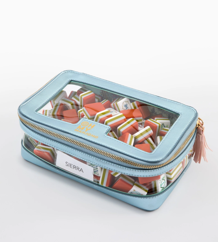 Metallic Light Blue Tile Storage Bag
