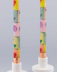 9" Taper Candle Pair Pastel Hearts