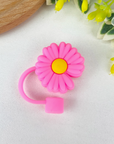 Straw Toppers Pink Daisy