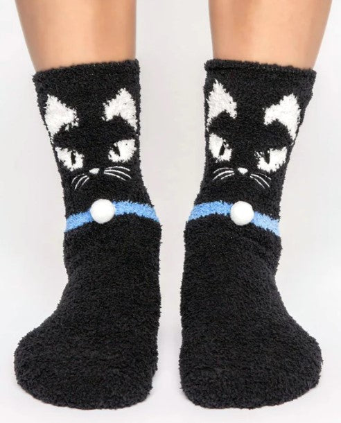 Charcoal Kitty Plush Socks