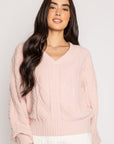 Pink Clay Cable Crew Lounge Long Sleeve
