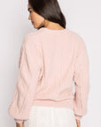 Pink Clay Cable Crew Lounge Long Sleeve