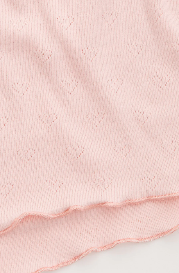Pointelle Hearts Long Sleeve Top