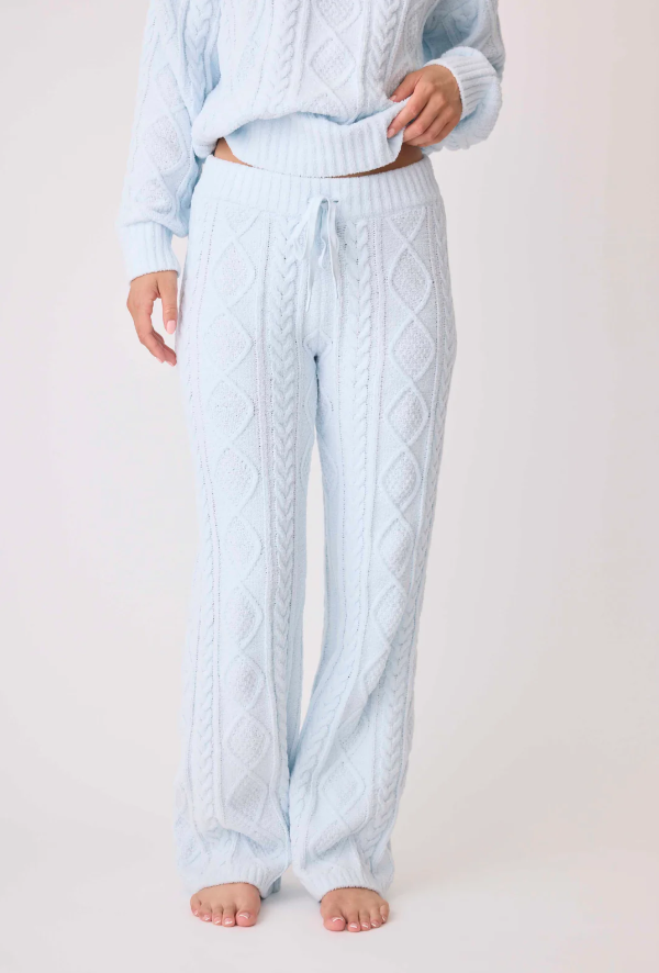 Chenille Cozy Cable Pant - Blue Air