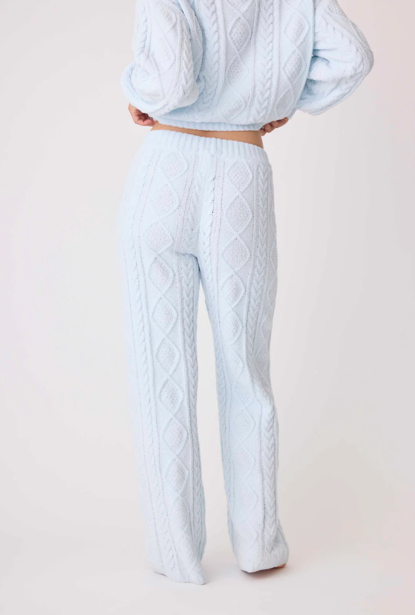 Chenille Cozy Cable Pant - Blue Air