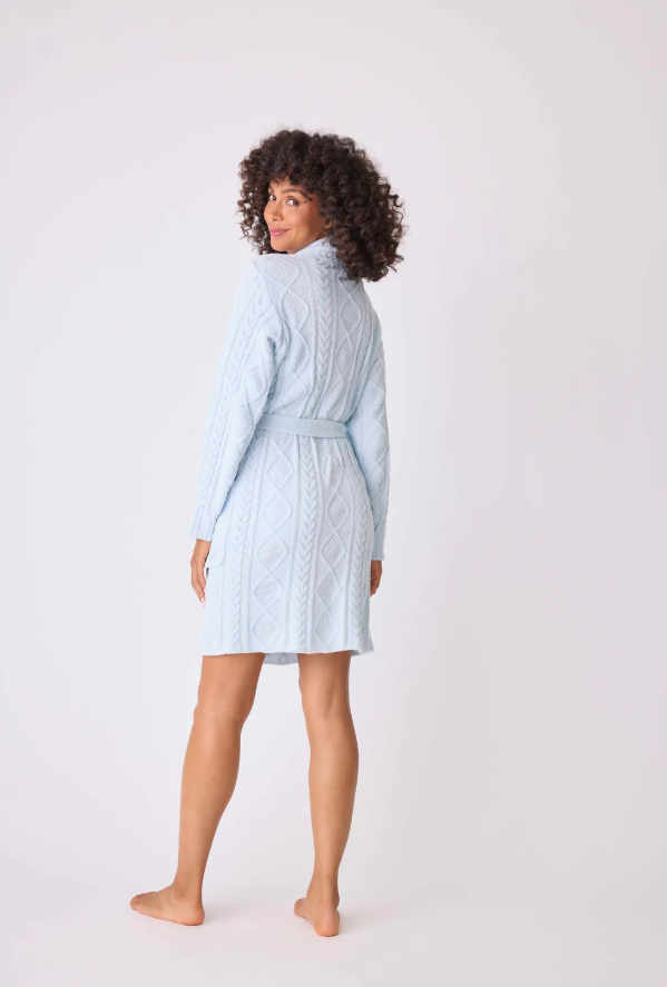 Chenille Cozy Cable Robe - Blue Air