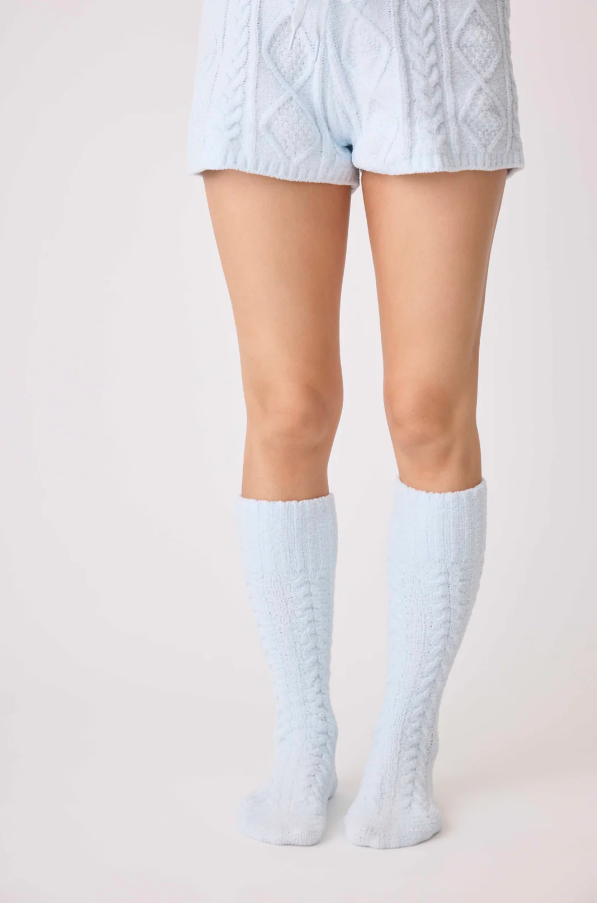 Chenille Cozy Cable Socks - Air Blue