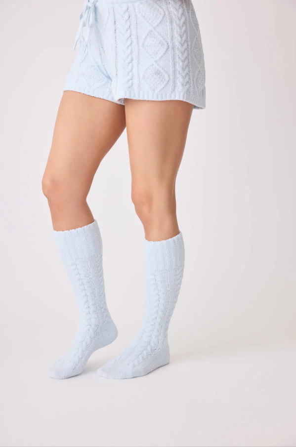 Chenille Cozy Cable Socks - Air Blue