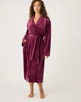 Velvety Velour Robe - Bordeaux