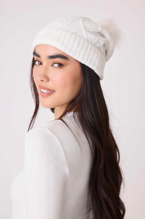 Chenille Cozy Cable Beanie - Ivory