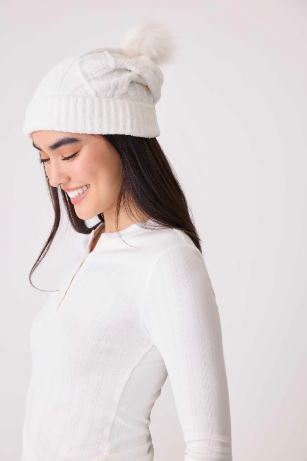 Chenille Cozy Cable Beanie - Ivory