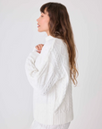 Chenille Cozy Cable Quarter Zip - Ivory