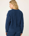 Chenille Cable V-Neck Sweater - Midnight