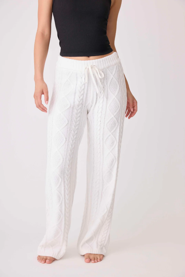 Chenille Cozy Cable Lounge Pant - Ivory