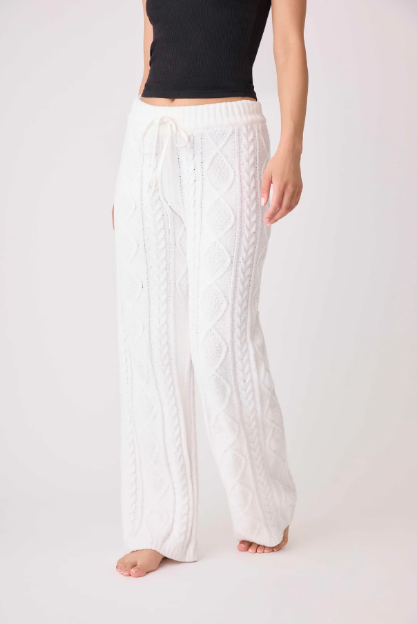 Chenille Cozy Cable Lounge Pant - Ivory