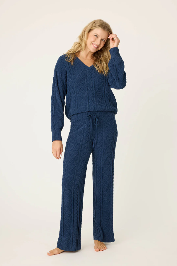 Chenille Cable Lounge Pant - Midnight