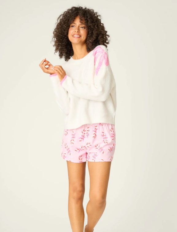 Candy Cane Print Flannel Shorts