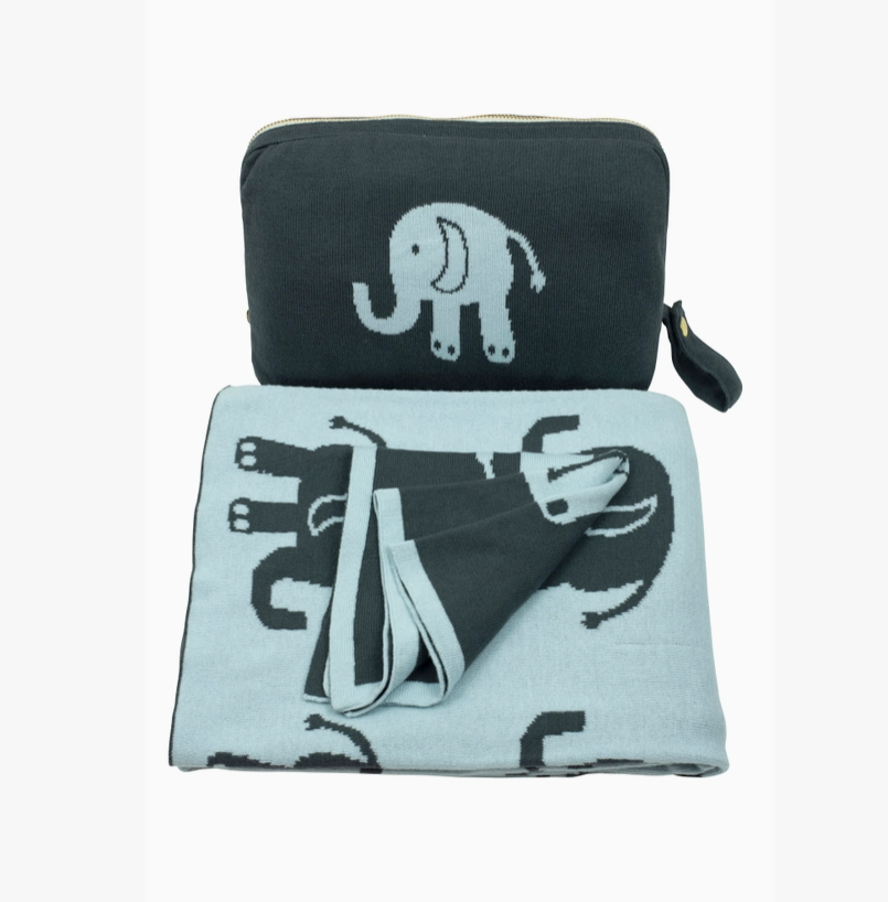 Elephant Love Blanket/Burp Cloth Set