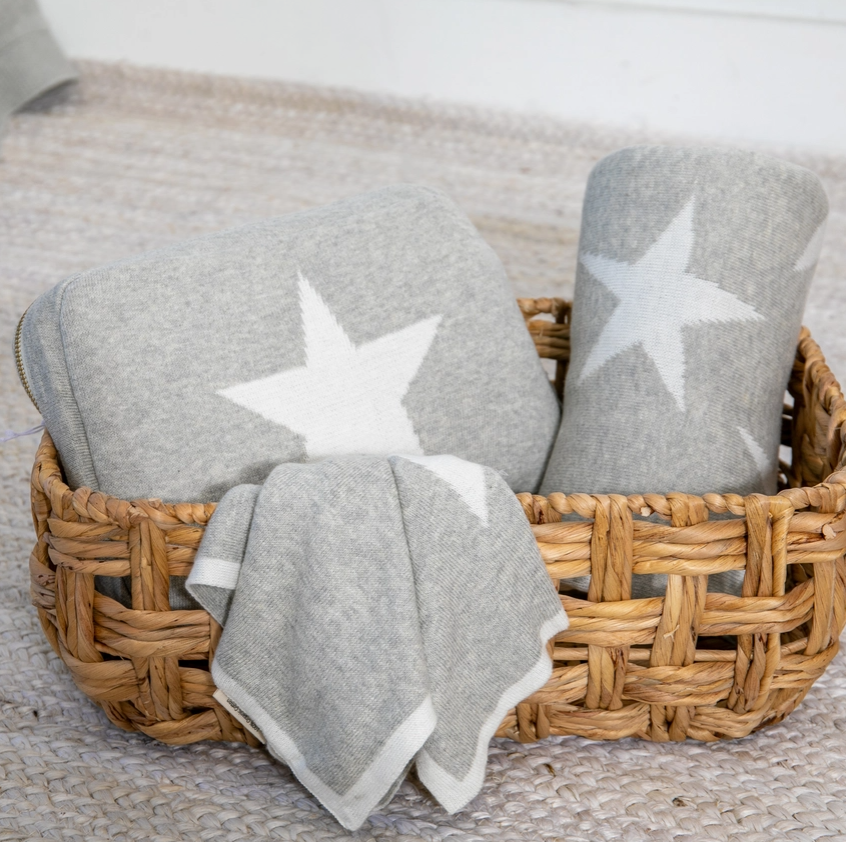 Ivory Stars Blanket/Burp Cloth Set