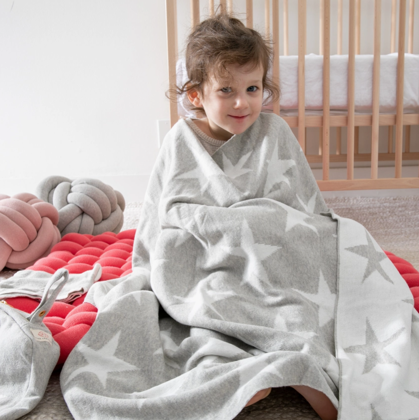 Ivory Stars Blanket/Burp Cloth Set