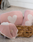 Pink Heart Blanket/Burp Cloth Set