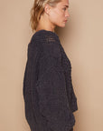 Semi Cropped Chenille Sweater - Grey