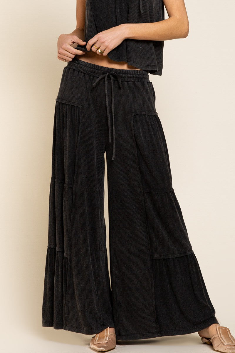 Ribbed Knit Wide Leg Pant