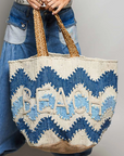 Beach Letter Woven Braided Tote Bag