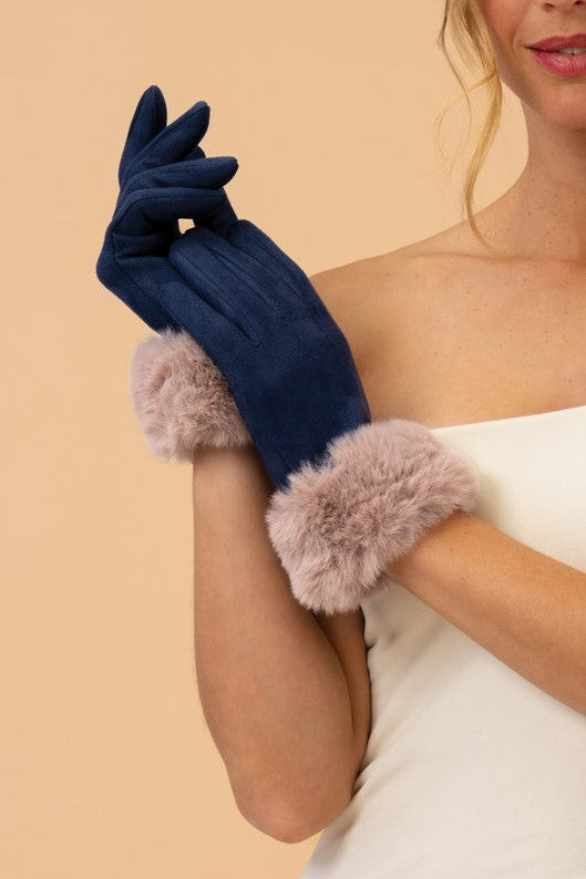 Bettina Gloves - Navy/Taupe