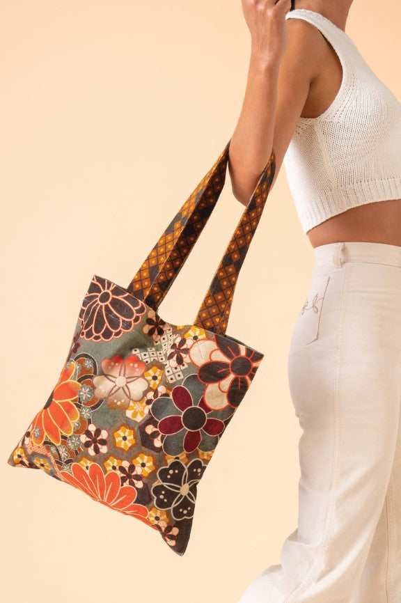 Velvet Tote - Floral 70s Kaleidoscope