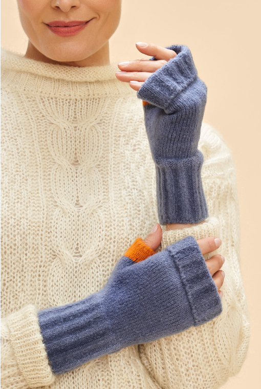 Ladies Cassia Wrist Warmers - Denim