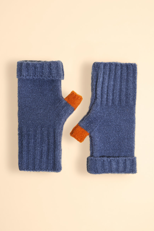 Ladies Cassia Wrist Warmers - Denim