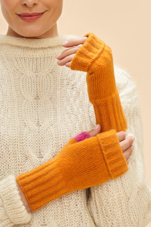 Ladies Cassia Wrist Warmers - Tangerine