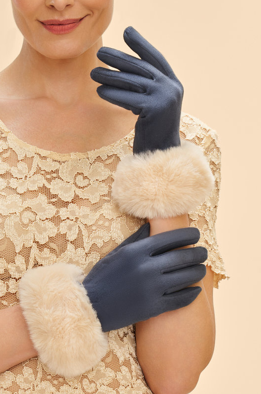 Bettina Gloves - Navy/Cream