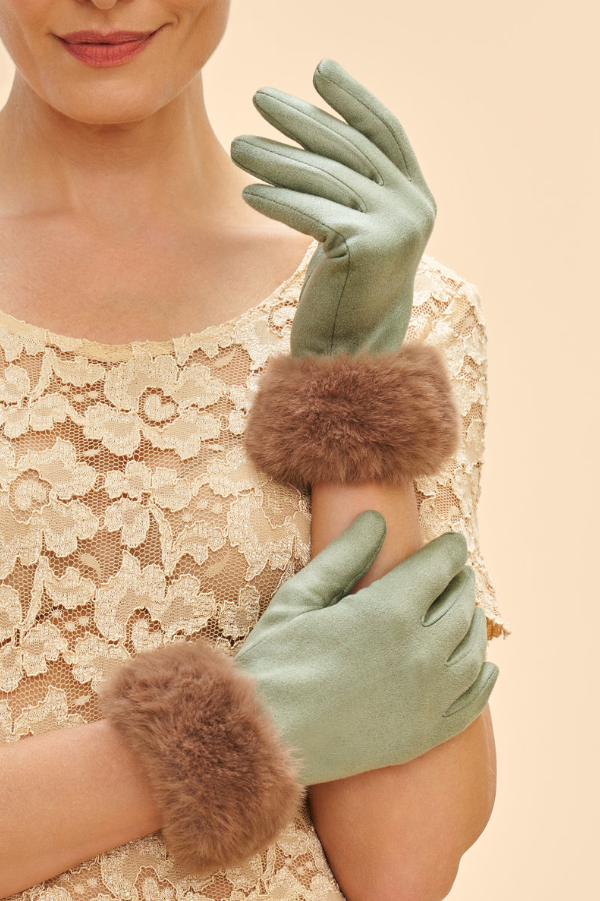 Bettina Gloves - Sage/Teddy