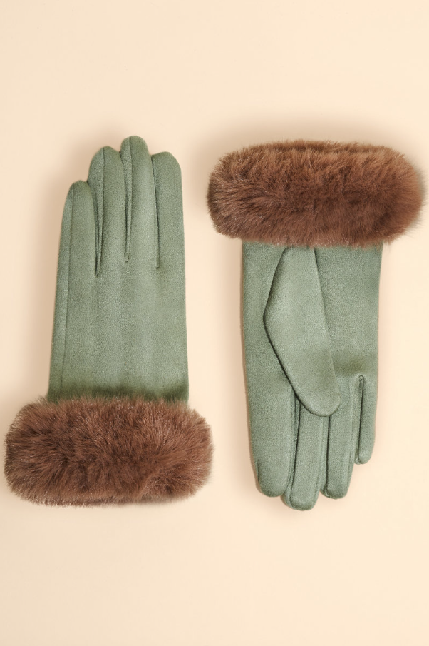 Bettina Gloves - Sage/Teddy