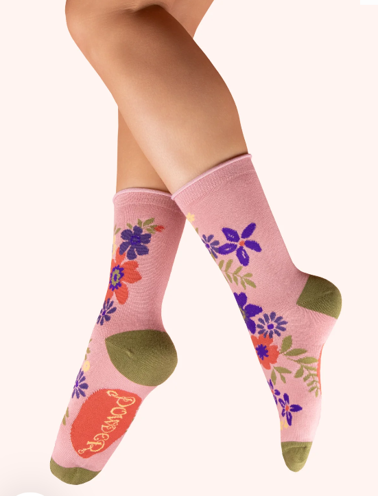 Floral Spray Ankle Socks - Candy