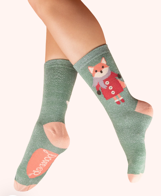Cosy Fox Glitter Ankle Socks
