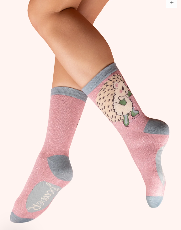 Skating Hedgehog Glitter Ankle Socks