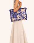 Fringed Box Tote - China Blue Blooms