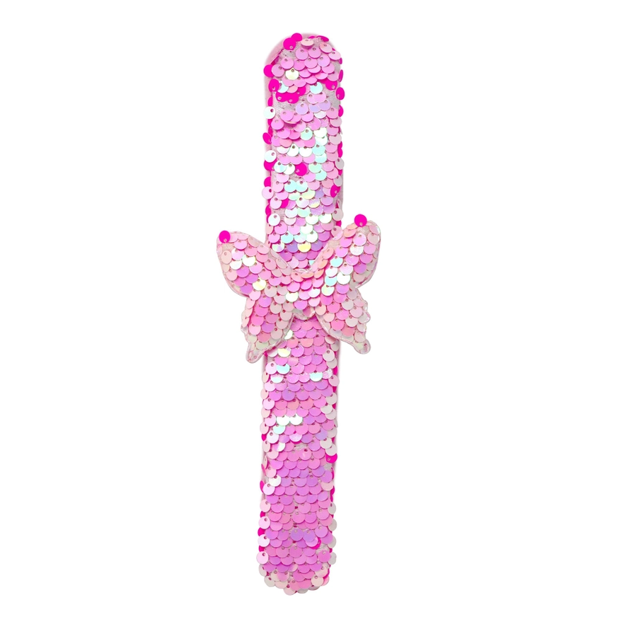 Butterfly Sequin Slap Bracelet Pink