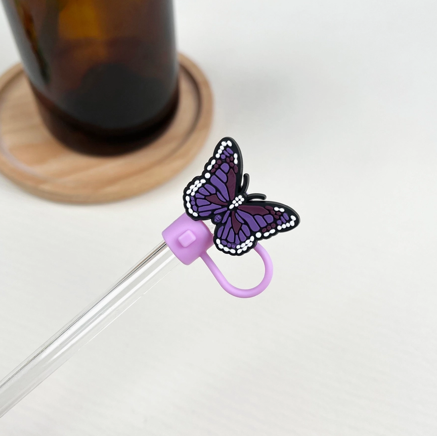 Straw Toppers Purple Butterfly