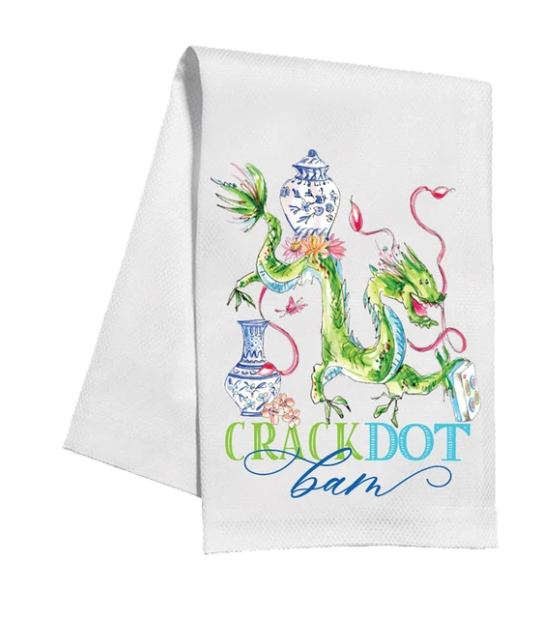 Crack Dot Bam Dragon Blue Kitchen Towel