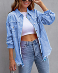 Ripped Long Sleeve Denim Jacket