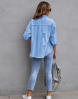Ripped Long Sleeve Denim Jacket