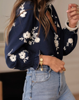 Navy Floral Button Up