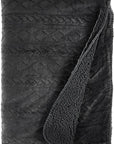 Cable Knit Plush Blanket Black